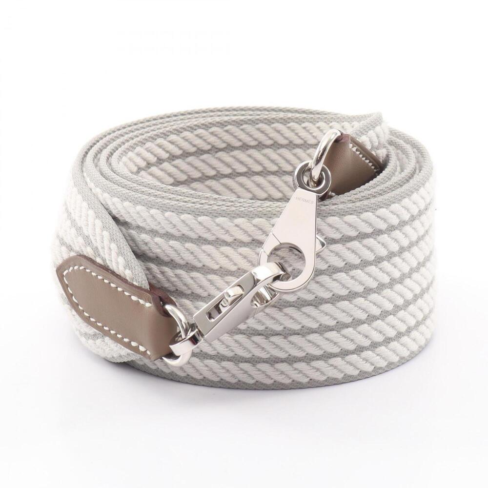 Hermes Bandoulière Sangle Cordage 50mm Gris Perle Etoupe Shoulder Strap Acces...